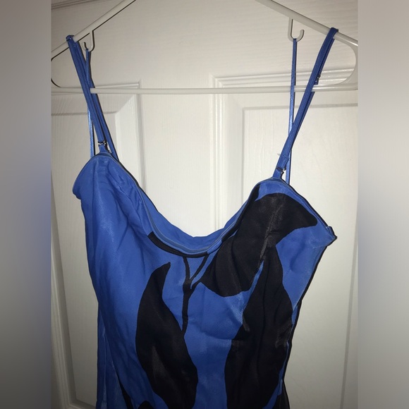 NEW Anthropology Tilda Blue & Black Flower Strapless Dress - Picture 4 of 9